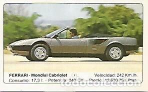 Postales: CROMO 247 ALBUM COCHES MOTOR 16: FERRARI - MONDIAL CABRIOLET - Varios