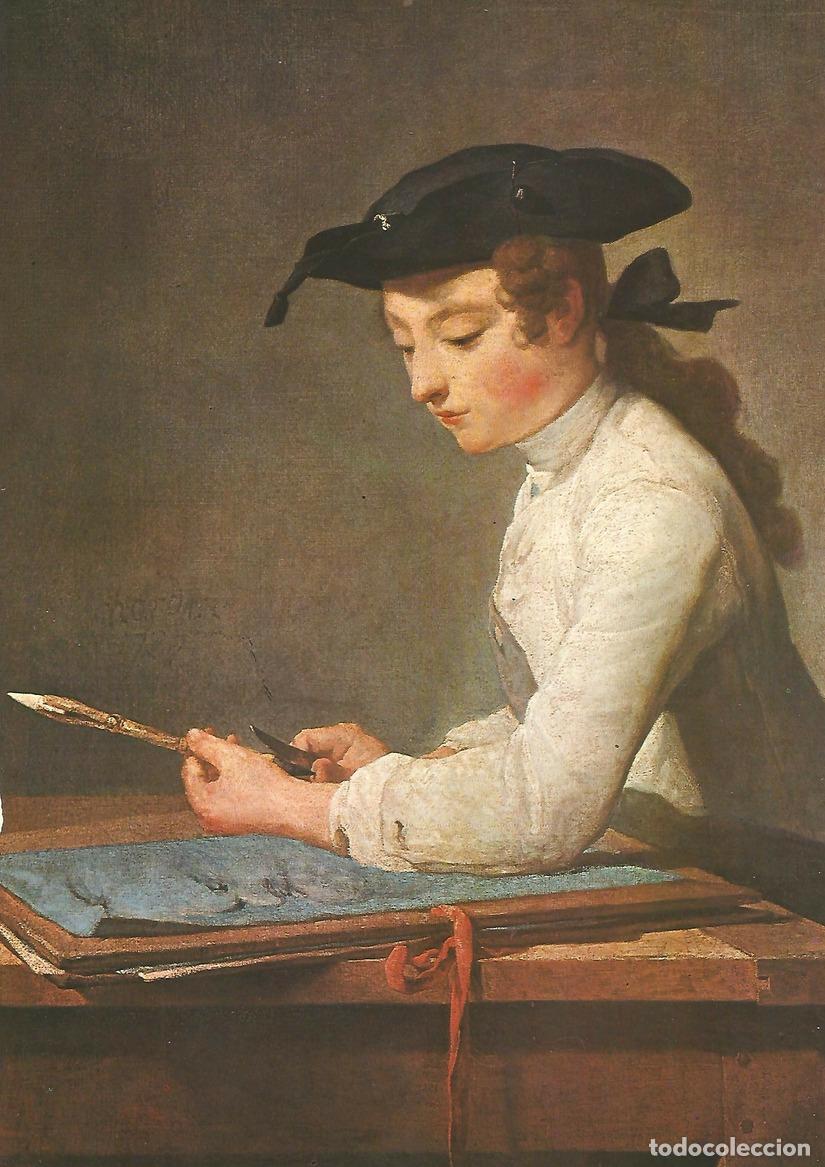 Cartes Postales: Lamina 104: Chardin: Muchacho afilando el carboncillo - VV.AA.