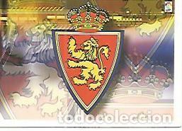 Postales: CROMO ALBUM LIGA DE FUTBOL 2007-2008: Escudo y Check list inicial del Real Zaragoza (no 91) - Varios
