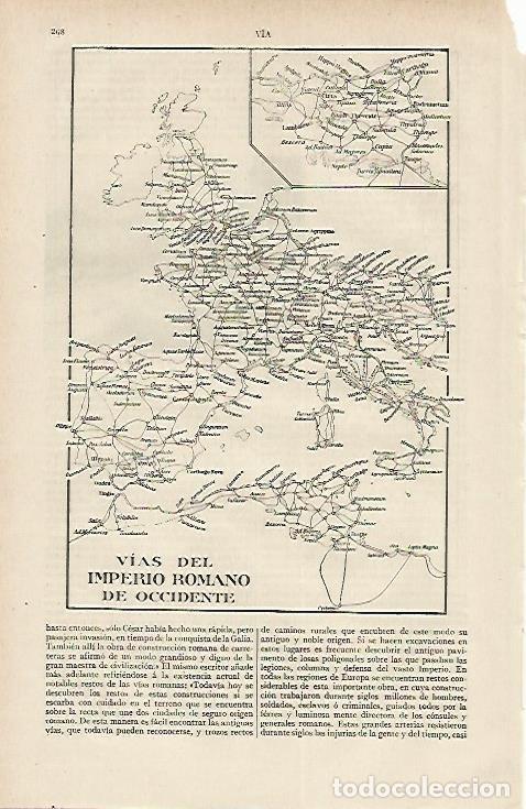 Postales: LAMINA DE ESPASA 216: Vias del Imperio Romano de Occidente - Varios autores
