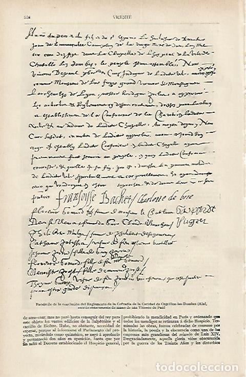 Postales: LAMINA DE ESPASA 248: Facsimil de Reglamento de la Cofradia de la Caridad de San Vicente de Paul - V