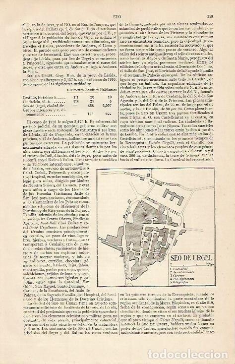 Cartoline: LAMINA ESPASA 611: Plano de la Seu de Urgell Lleida - Varios autores