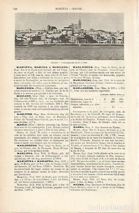 Postais: LAMINA ESPASA 1154: Vista general de El Masnou Barcelona - Varios Autores