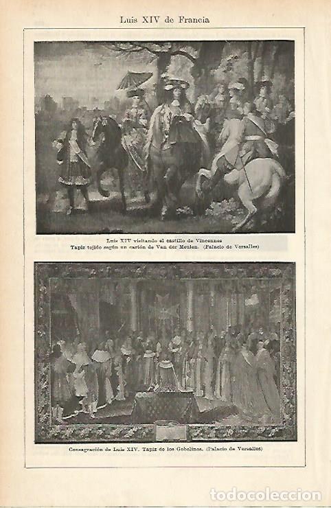 Postales: LAMINA ESPASA 1797: Tapices con la imagen de Luis XIV de Francia - Varios Autores