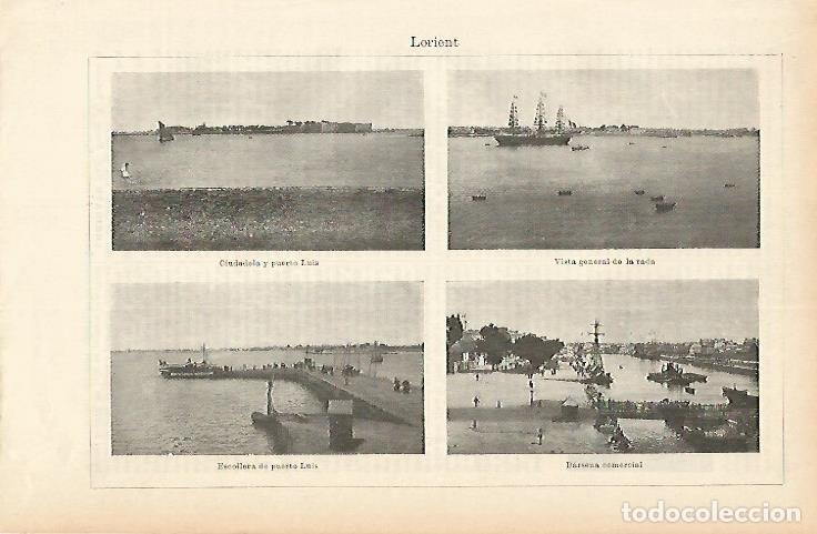 Postkarten: LAMINA ESPASA 1864: Vistas de Lorient Francia - Varios Autores