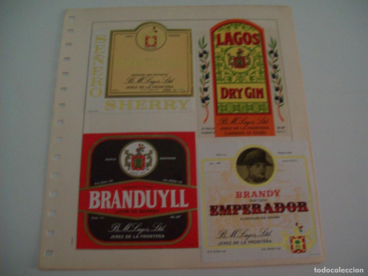Postales: ETIQUETA LICOR 2227: Se&ntilde;ero Amontillado Lagos Gin Branduyll Brandy Emperador - Varios