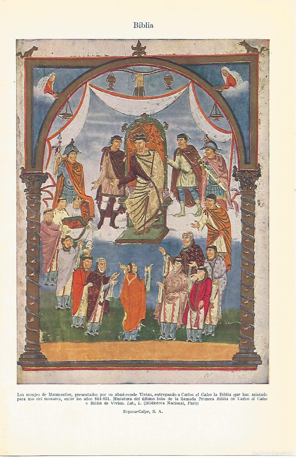 Postales: Lamina 122: Biblia. Miniatura de la Biblia de Carlos el Calvo o Biblia de Vivian - Varios