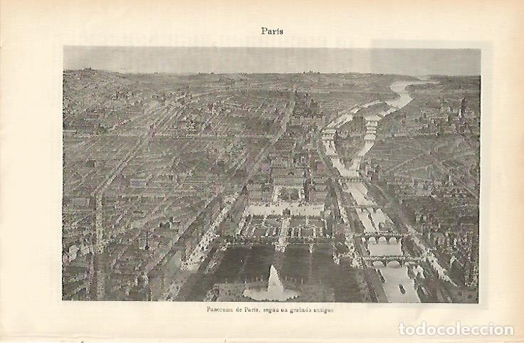 Postales: LAMINA ESPASA 2257: Panorama de Paris segun un grabado antiguo - Varios Autores