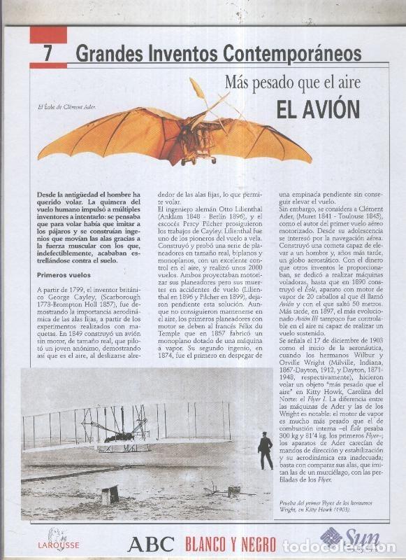 Cartes Postales: Grandes Inventos Contemporaneos numero 07: El avion - Varios