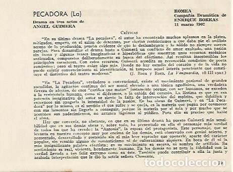 Postkarten: LAMINA 2634: Criticas de La Pecadora de Angel Guimera - Jose Maria Junyent (director)
