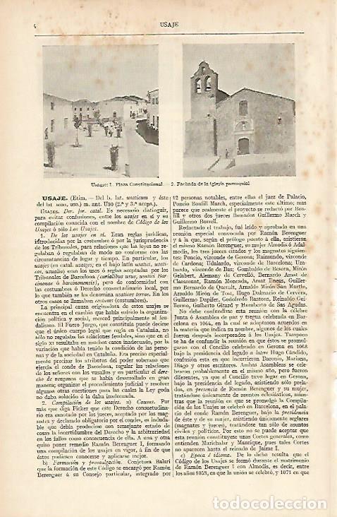Postales: LAMINA ESPASA 4631: Vistas de Usagre Badajoz - Varios Autores