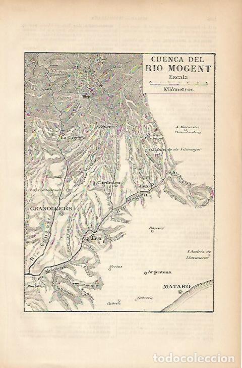 Cartes Postales: LAMINA ESPASA 5310: Mapa de la cuenca del rio Mogent Barcelona - Varios Autores