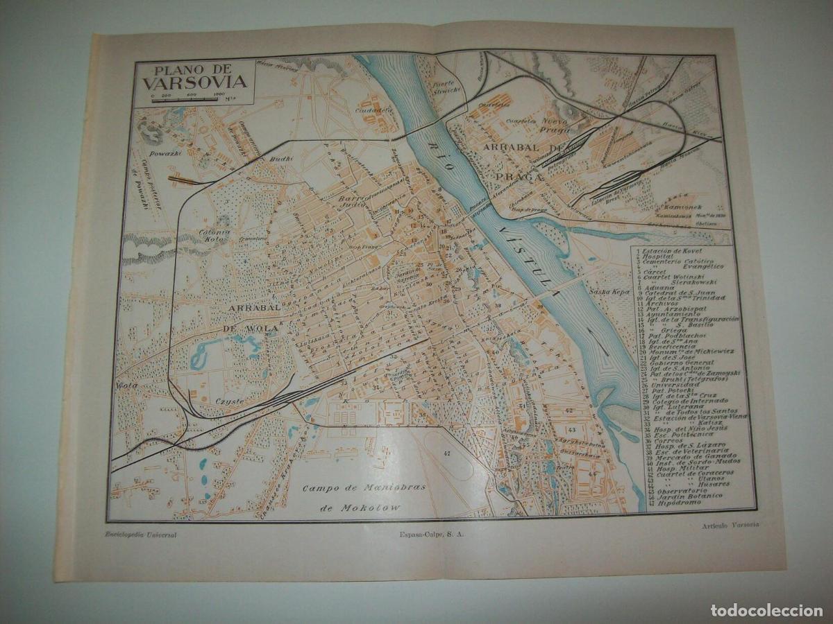 Postkarten: LAMINA ESPASA 5894: Plano de Varsovia Polonia - Varios Autores