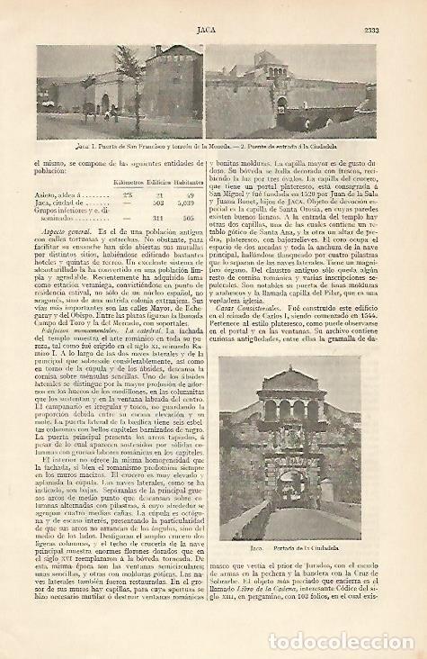 Postales: LAMINA ESPASA 6113: Vistas de Jaca Huesca - Varios Autores