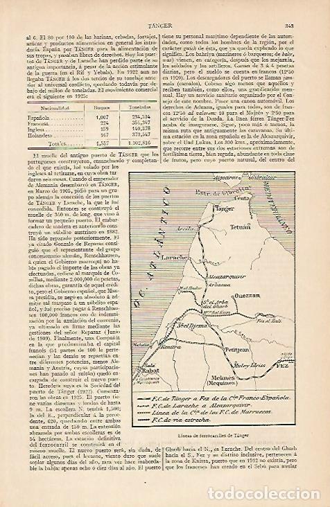 Postcards: LAMINA ESPASA 6440: Mapa de los ferrocarriles de Tanger Marruecos - Varios Autores