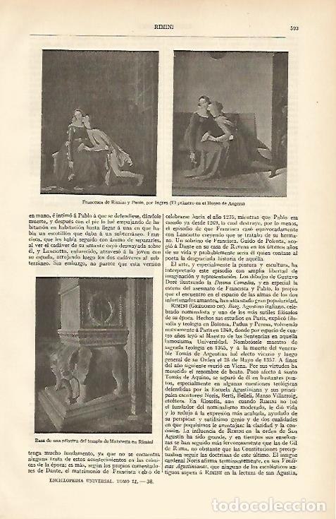 Cartes Postales: LAMINA ESPASA 6701: Francesca de Rimini y Paolo por Ingres - Varios Autores