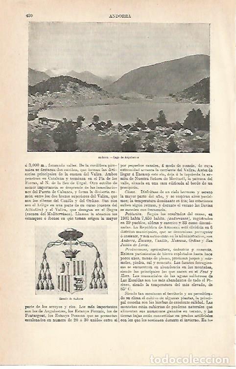 Postcards: LAMINA ESPASA 6960: Vista y escudo de Andorra - Varios