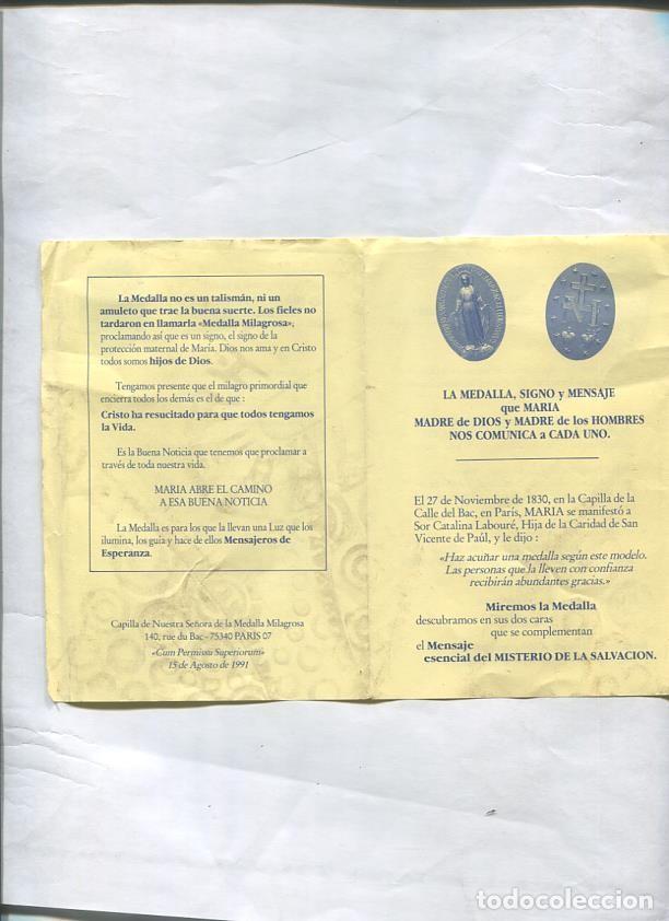 Postcards: Propaganda LA MEDALLA, signo y mensaje que Maria madre de Dios y