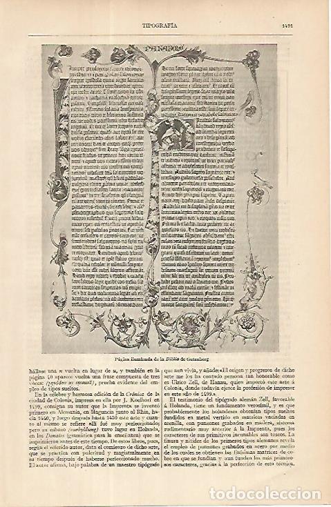 Postales: LAMINA ESPASA 8491: Reproduccion de una pagina de la Biblia de Guttenberg - Varios