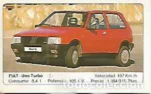 Postales: CROMO 246 ALBUM COCHES MOTOR 16: FIAT - UNO TURBO - Varios