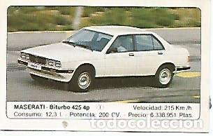 Postales: CROMO 270 ALBUM COCHES MOTOR 16: MASERATI - BITURBO 425 - Varios