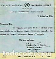 Postcards: CROMO COLECCION UNIVERSAL 2148: CERTIFICADO ONU DE NO EXISTENCIA DE ESCUDO DE MADAGASCAR. Numero 245