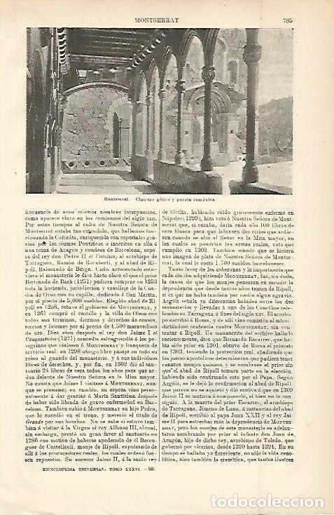 Postales: LAMINA ESPASA 8710: Claustro de Montserrat Barcelona - Varios