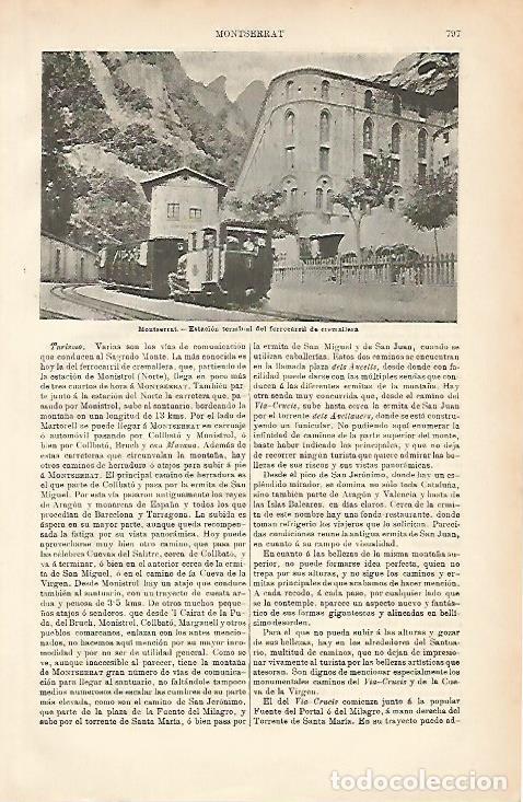 Postales: LAMINA ESPASA 8716: Tren cremallera de Montserrat Barcelona - Varios