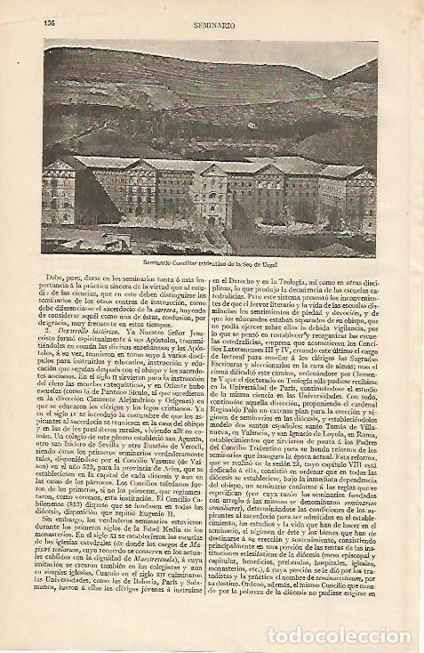 Postales: LAMINA ESPASA 627: Seminario conciliar de la Seu de Urgell Lleida - Varios autores
