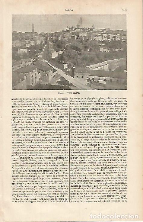 Postales: LAMINA ESPASA 707: Vista general de Siena Italia - Varios autores