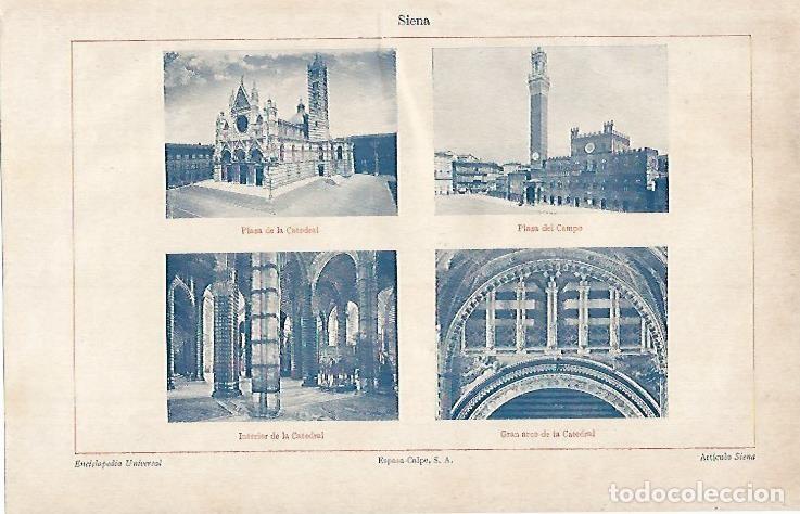 Postales: LAMINA ESPASA 703: Vistas de Siena Italia - Varios autores
