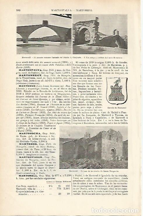 Postales: LAMINA ESPASA 1139: Vistas de Martorell Barcelona - Varios Autores