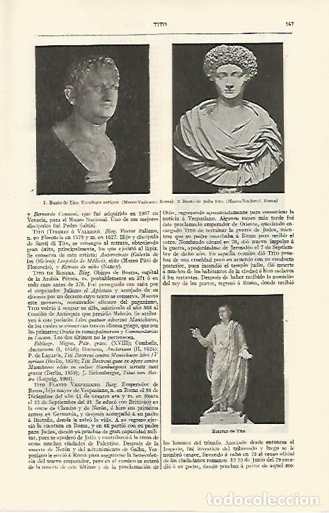Postkarten: LAMINA ESPASA 1234: Bustos y estatua del emperador Tito - Varios Autores