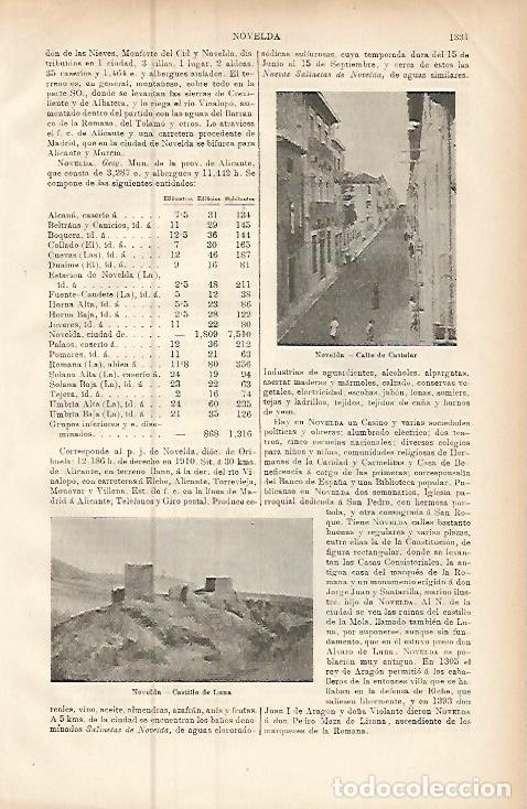 Postais: LAMINA ESPASA 9594: Vistas de Novelda Alicante - Varios