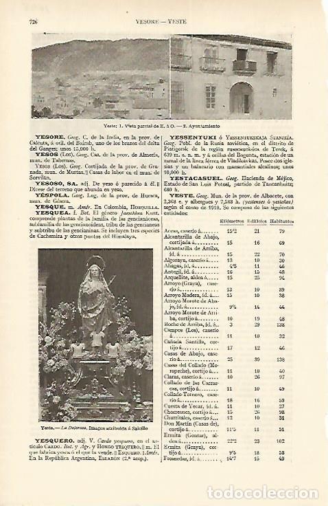 Postais: LAMINA ESPASA 1648: Vistas de Yeste Albacete - Varios Autores