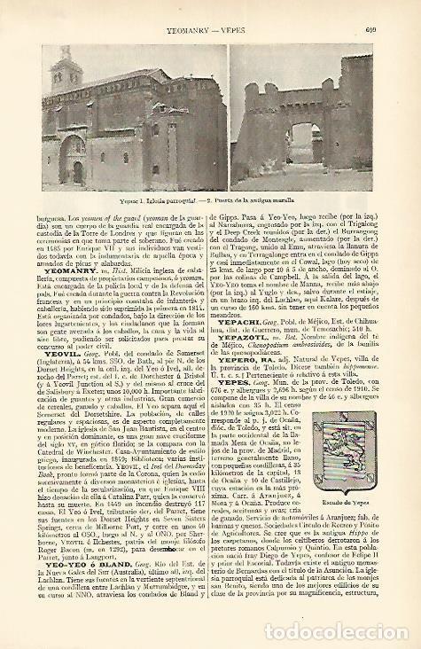 Postkarten: LAMINA ESPASA 1650: Vistas de Yepes Toledo - Varios Autores