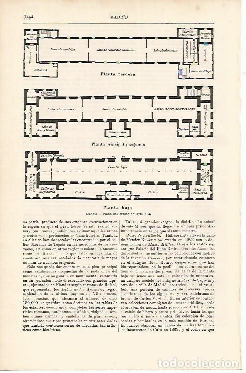 Postais: LAMINA ESPASA 1707: Plann de la planta baja del Museo de Artilleria Madrid - Varios Autores