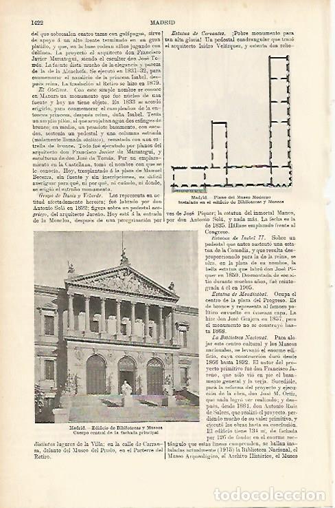 Postales: LAMINA ESPASA 1712: Edificio de Bibliotecas y Museos Madrid - Varios Autores