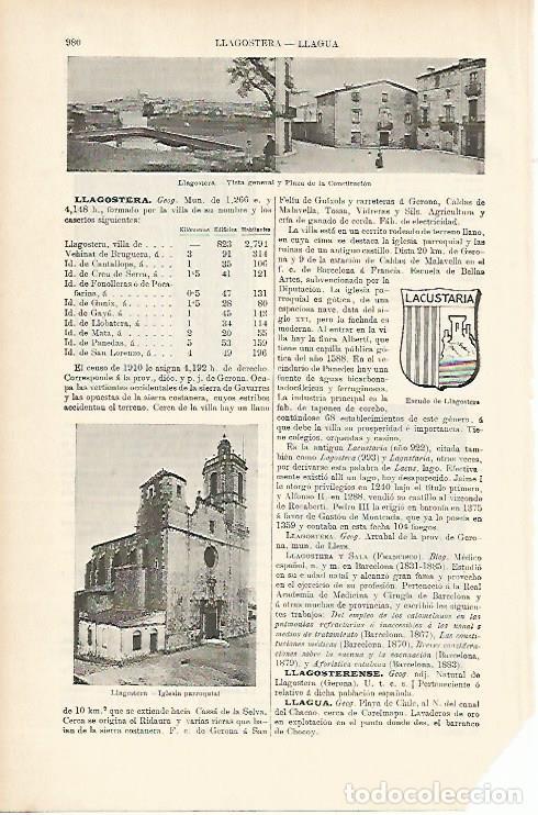 Postais: LAMINA ESPASA 1766: Vistas de Llagostera Barcelona - Varios Autores