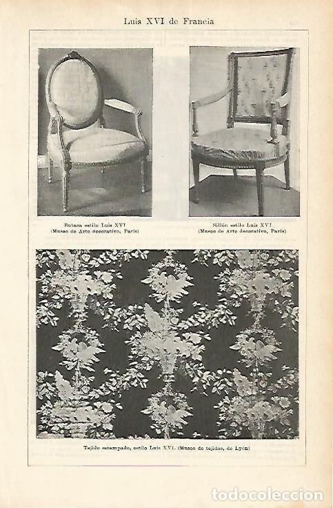 Postales: LAMINA ESPASA 1793: Muebles estilo Luis XVI - Varios Autores