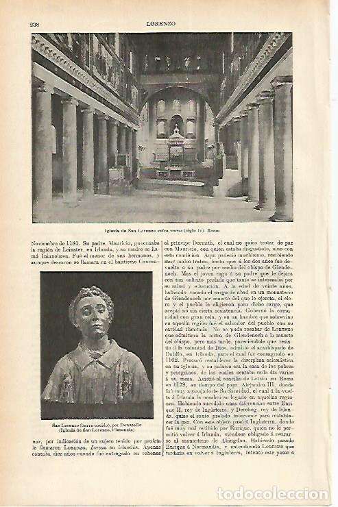 Cartes Postales: LAMINA ESPASA 1871: Iglesia de San Lorenzo Roma - Varios Autores