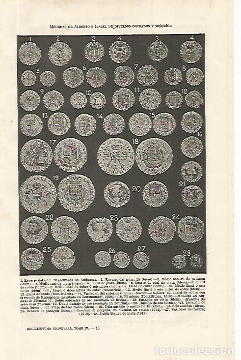 Postales: LAMINA ESPASA 9940: Monedas de Alberto e Isabel - Varios