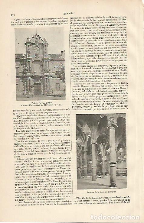 Postkarten: LAMINA ESPASA 10124: Palacio de San Telmo en Sevilla. Interior Lonja de Zaragoza - Varios