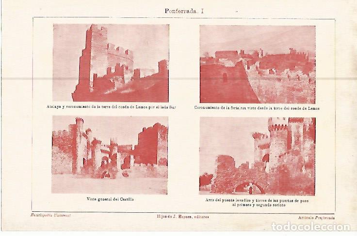 Postales: LAMINA ESPASA 10478: Vistas de Ponferrada Leon - Varios