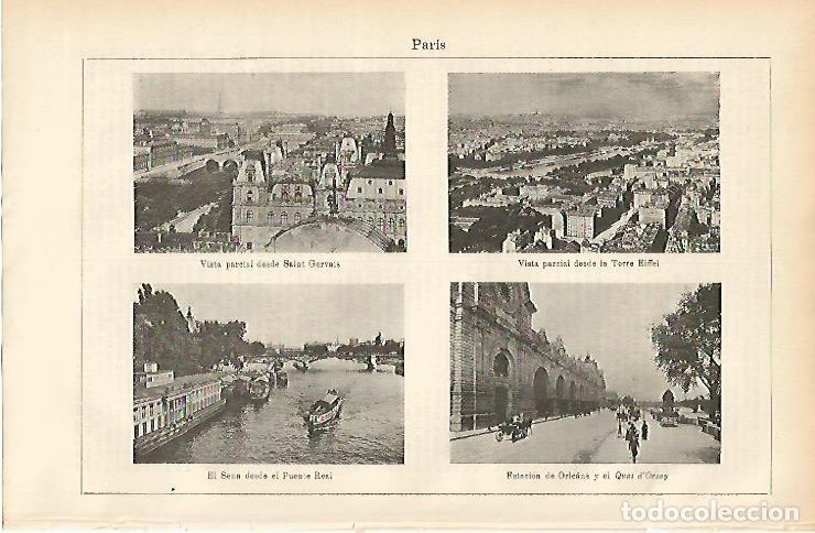 Cartes Postales: LAMINA ESPASA 2258: Vistas parciales de Paris - Varios Autores
