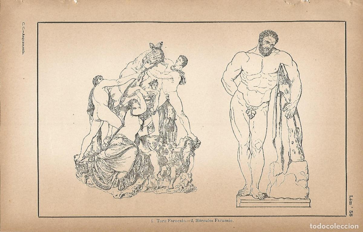 Postcards: Lamina 058: Toro Farnesio - Hercules Farnesio - C&eacute;sar Cant&uacute;