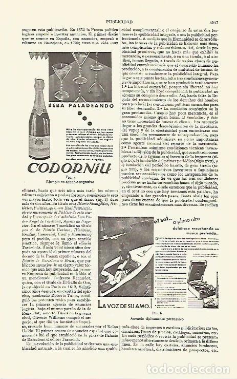 Postales: LAMINA ESPASA 2809: Anuncio de Codorniu y La voz de su amo - Varios Autores