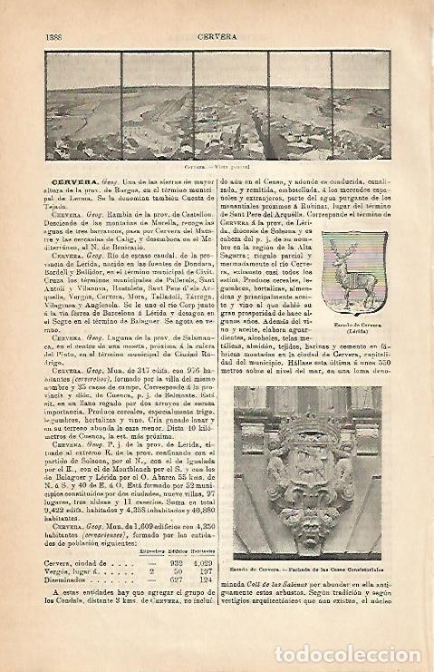 Postkarten: LAMINA ESPASA 2880: Vista general de Cervera Lleida - Varios Autores