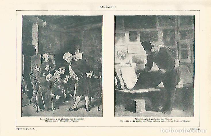 Cartoline: LAMINA ESPASA 12569: Los aficionados a la pintura por Meissonier y El aficionado a grabados por Daum