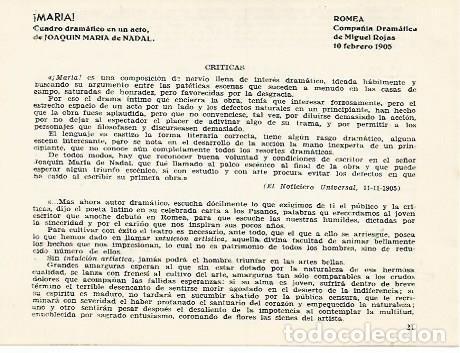 Postkarten: LAMINA 2741: Criticas de Maria. Romea 10 febrero 1905 - Jose Maria Junyent (director)